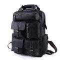 Retro leather Multi-pocket backpack - Joyscore