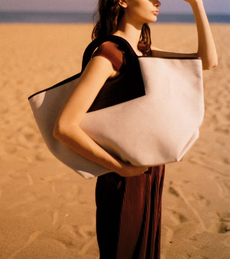 Trendy Leather Canvas Panel Bag - Joyscore