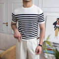 Trendy All-matching Striped T-shirt Men's Short Sleeve