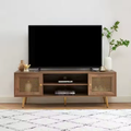 Handmade Natural Cane Tv Console . Wood Natural Finish Indian Furniture Tvc .Tv unit .